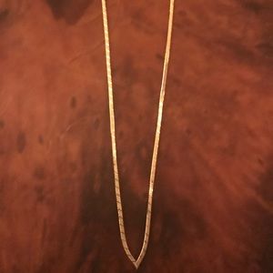 14kt real solid 17” gold V shape necklace or chain